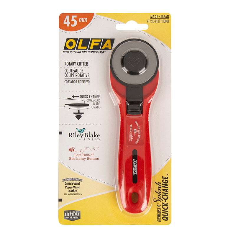 Lori Holt Red Olfa 45mm Quick Change Rotary Cutter | Olfa with Lori Holt of  Bee in my Bonnet Co. #RTY-2C-RED