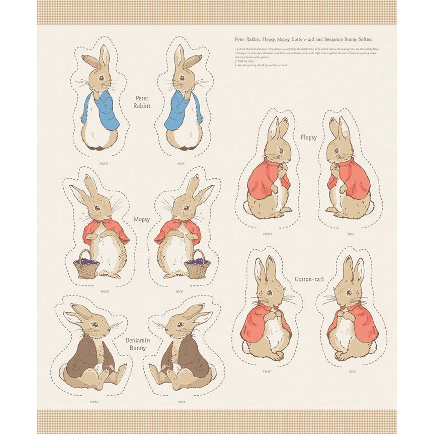 The Tale of Peter Rabbit Peter & Friends 36" x 43" Softie Panel