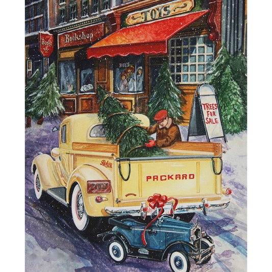 Ein nostalgischer weihnachtlicher 36" x 43,5" digitaler Kastenwagen