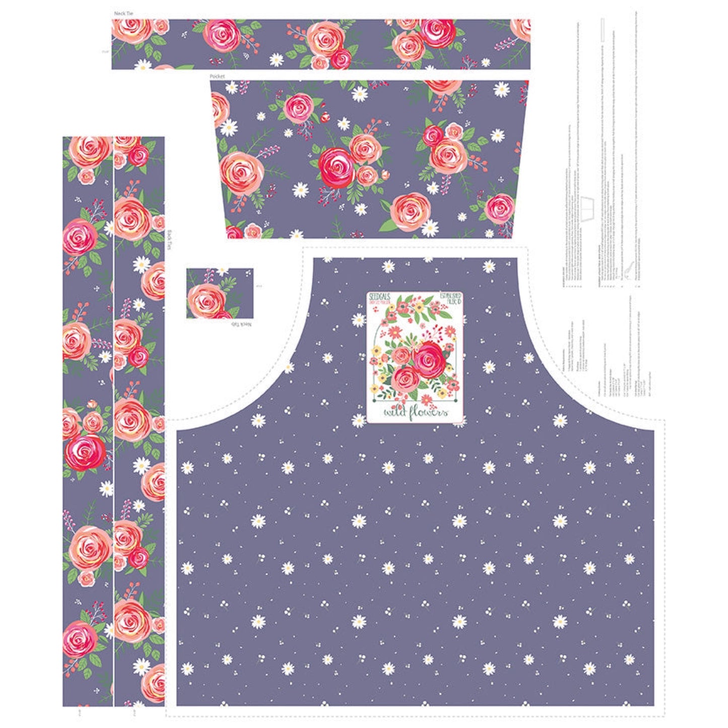 Poppy & Posey Garden Apron Amethyst Panel