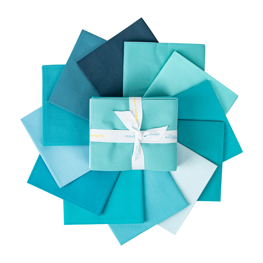 Confetti Solids Aqua FQ Bundle