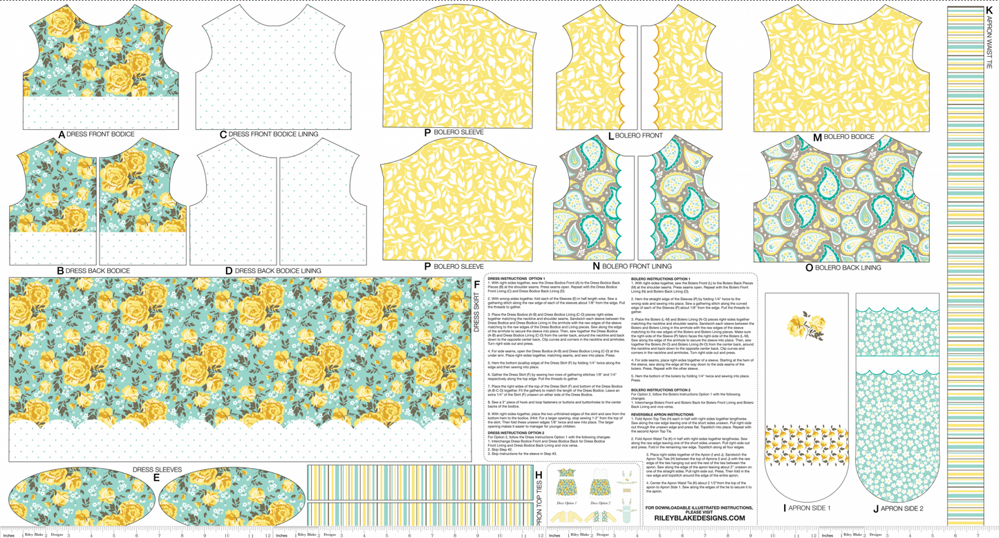 Primrose Garden Doll Dress Panel