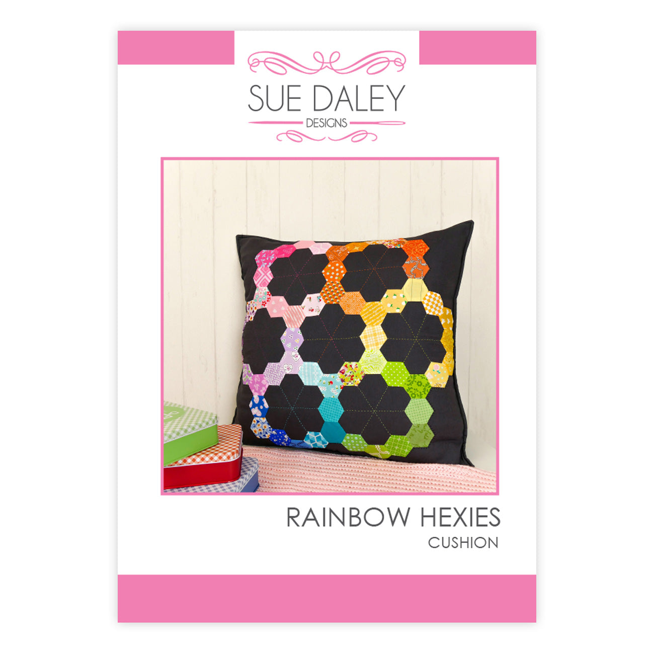 Rainbow Hexies Cushion Fabric Kit