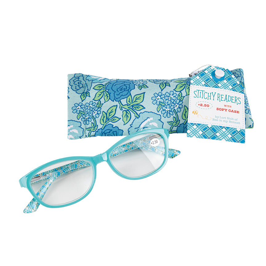 Lori Holt Lesebrille Aqua mit Softcase +2,50 Stärke