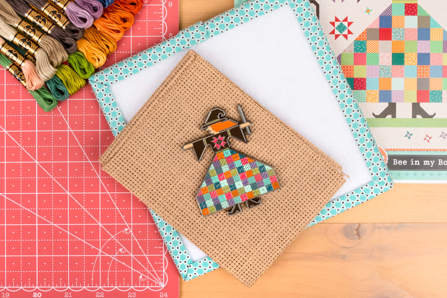 The Quilted Witch Enamel Needle Minder