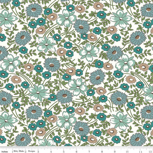 Prairie Flower Teal Wide Back