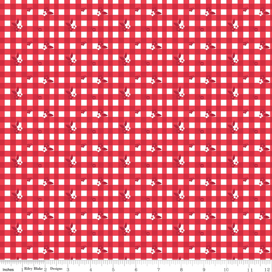 Cheerfully Red Ditsy Gingham White