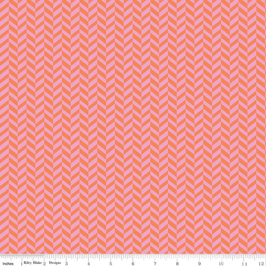 Effervescence Herringbone Pink/Orange