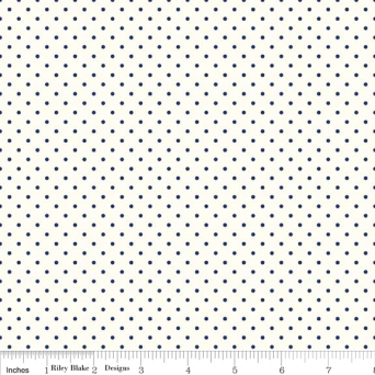 Navy on Cream Swiss Dot