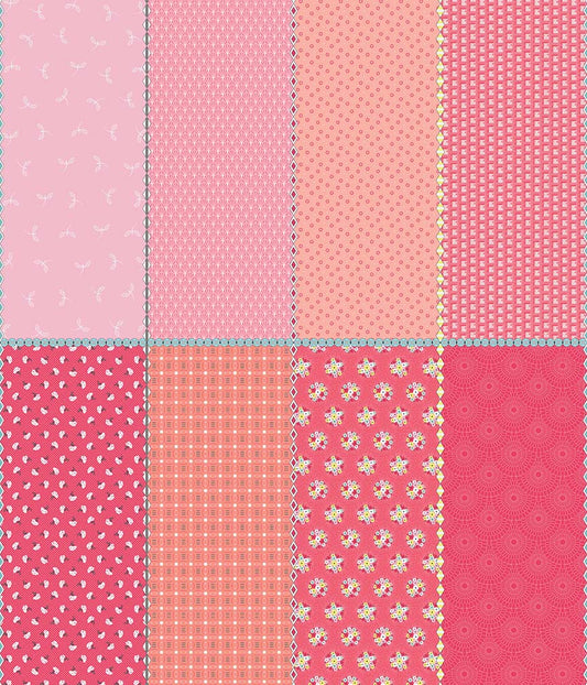 Paper Daisies Pink Fat Eighth Panel