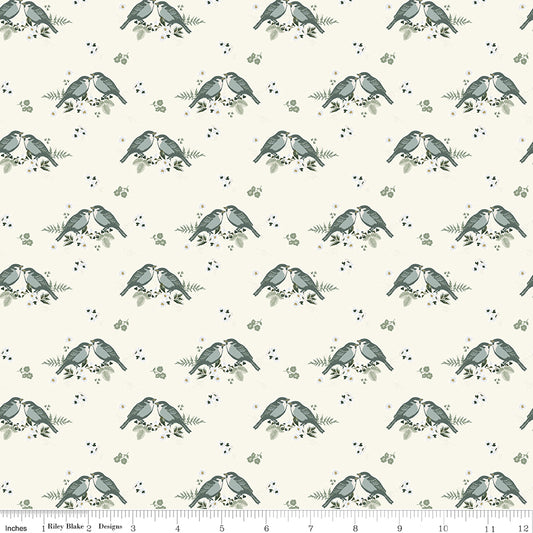 Gingham Fields Birds Cream