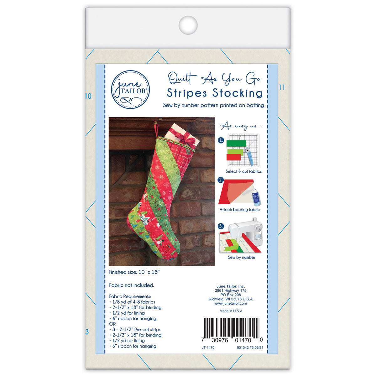 QAYG Holiday Striped Stocking - 1/pack