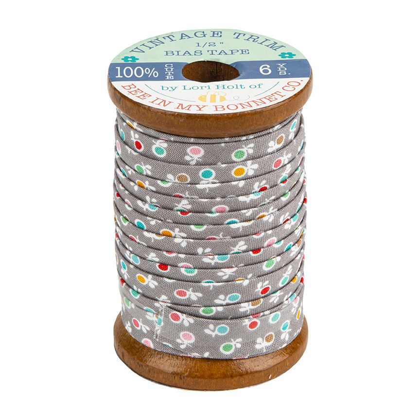 Lori Holt 1/2" Bias Tape Stitch Gray Ditzy