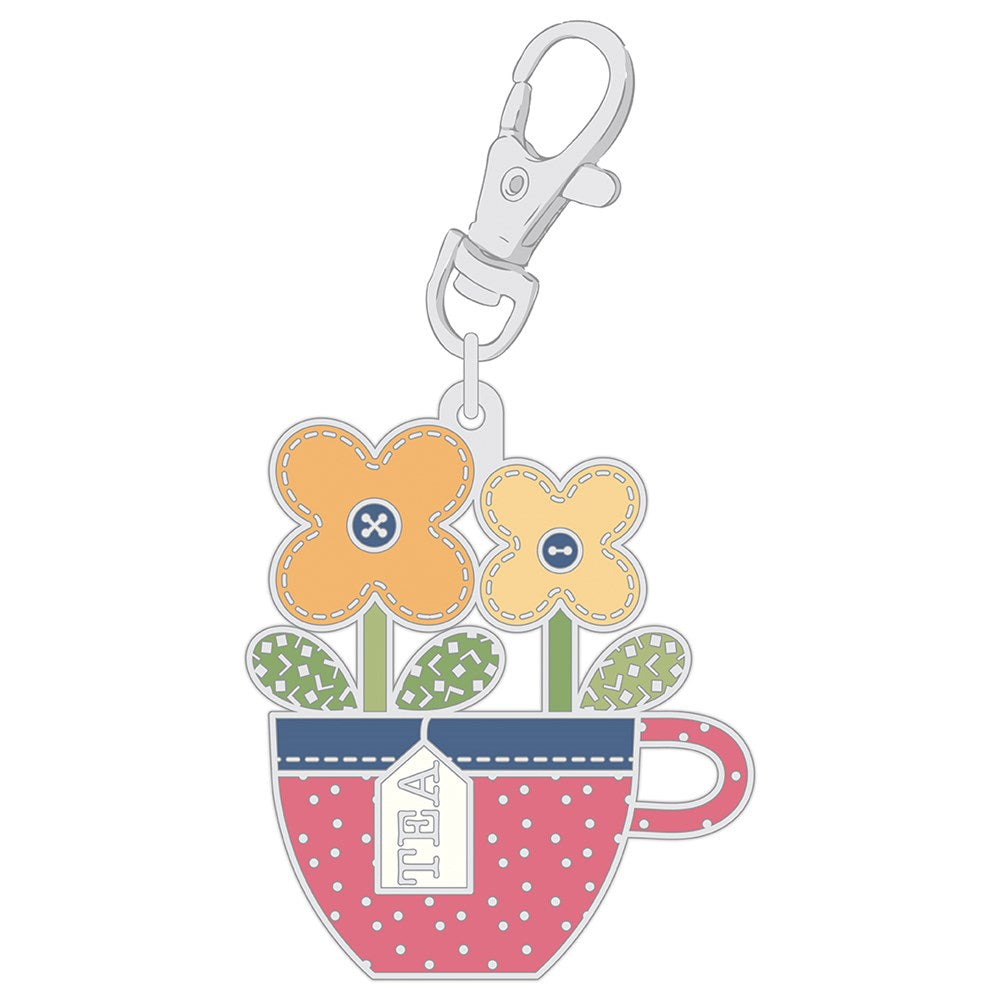 Home Town Enamel Charm Happy Teacup