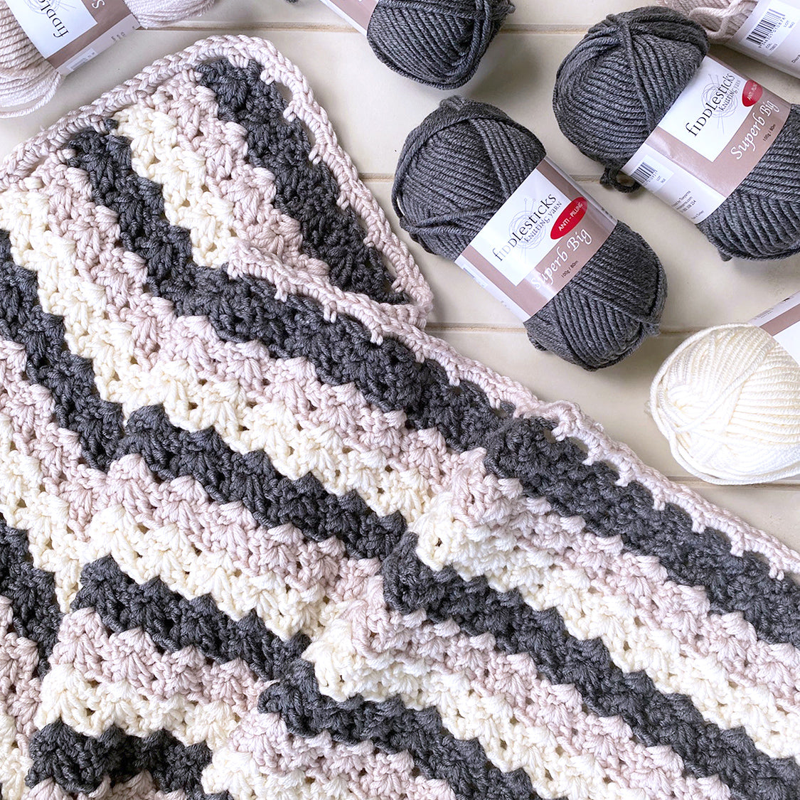 Chunky Crochet Blanket Printed Pattern