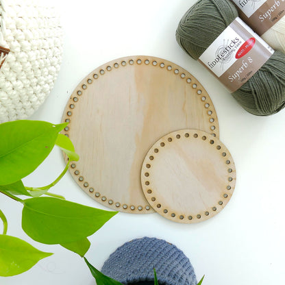 Wooden Crochet Basket Base - Round