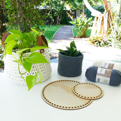 Wooden Crochet Basket Base - Round