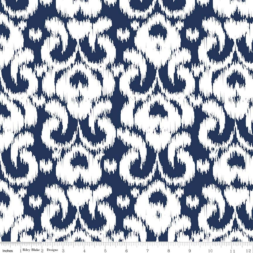 Knit Ikat Navy 2.1m