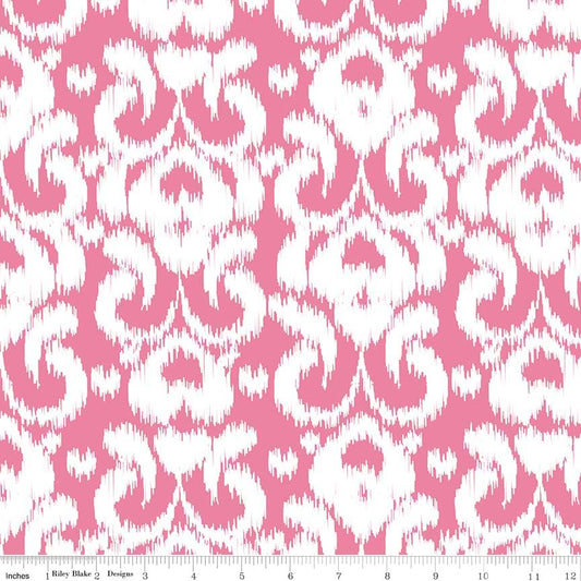 Stricken Sie Ikat Hot Pink 1m