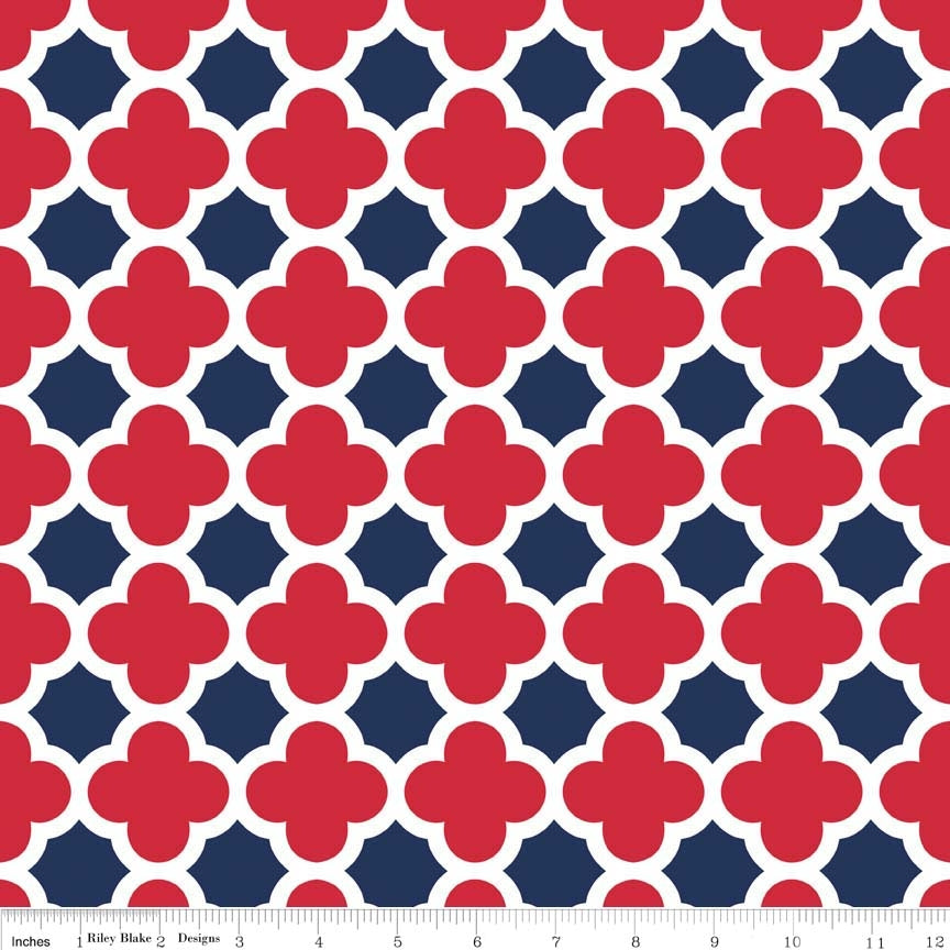 Knit Quatrefoil Red/Navy 3.6m