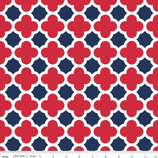 Knit Quatrefoil Red/Navy 3.6m