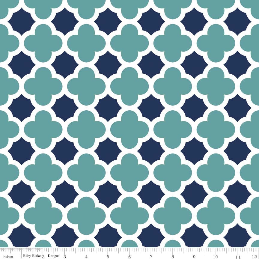 Knit Quatrefoil Teal-Navy 3.25m