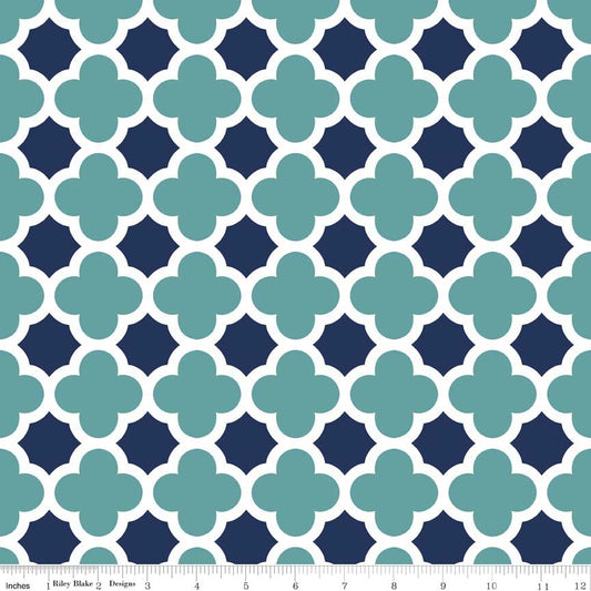 Knit Quatrefoil Teal-Navy 3.25m