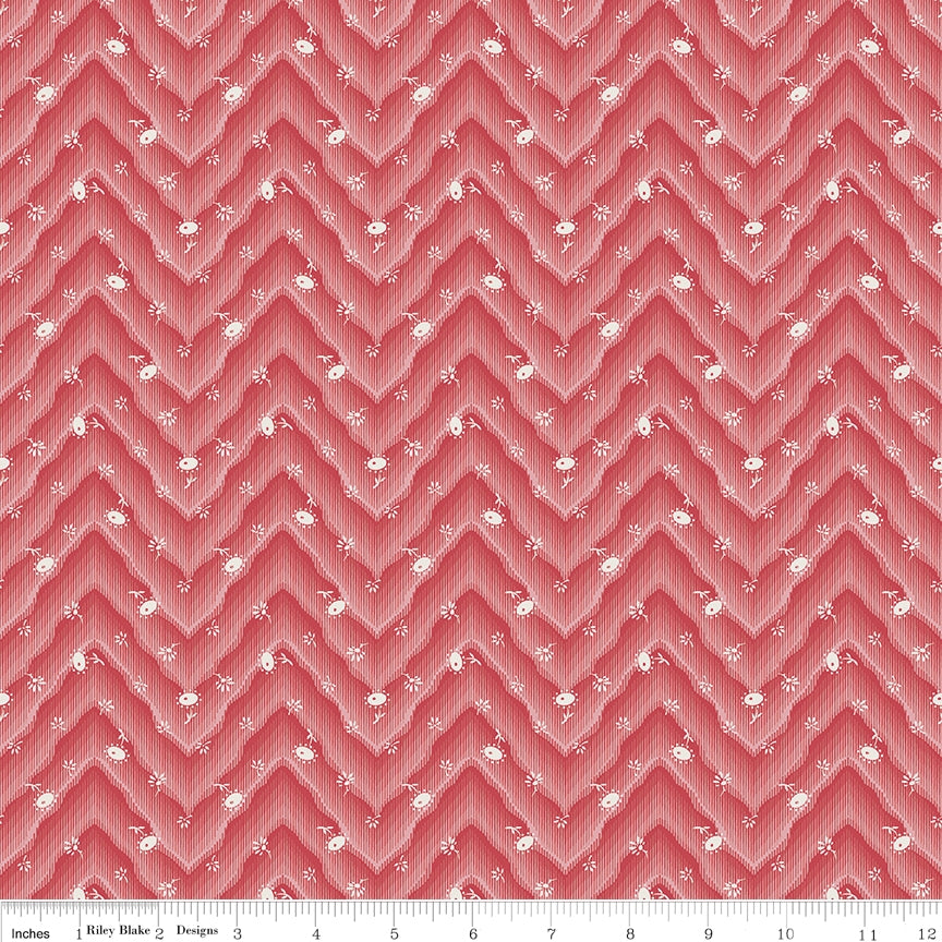 Floral Hues Red Floral Chevron