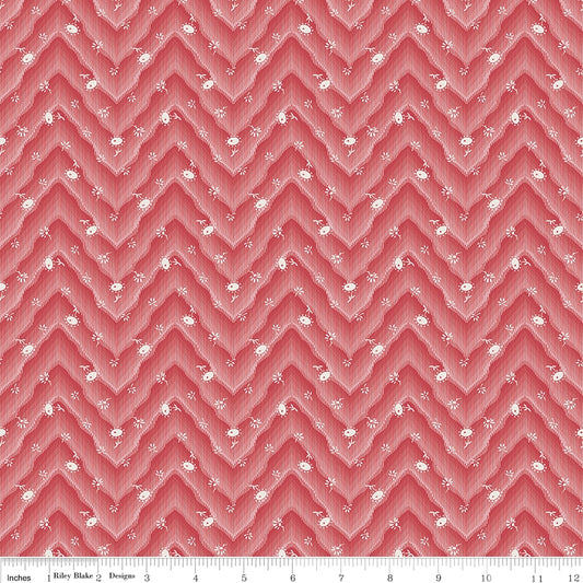 Floral Hues Red Floral Chevron