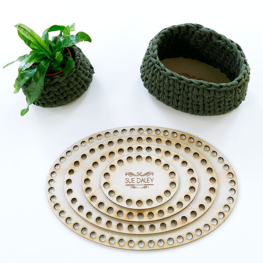 Wooden Crochet Basket Base - Oval