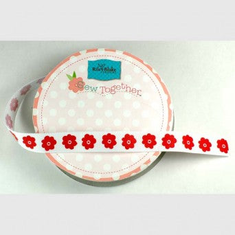 5/8" Flower Grosgrain Ribbon - Various Colours