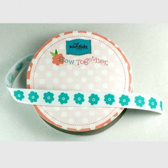 5/8" Flower Grosgrain Ribbon - Various Colours