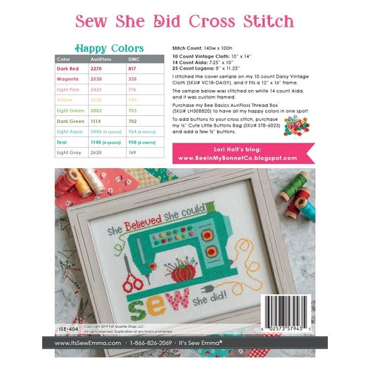 Sew She Did Cross Stitch Pattern