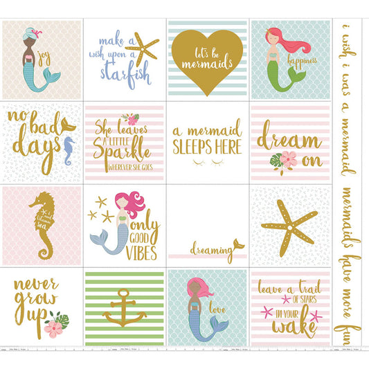 Mermaids Panel Sparkle White